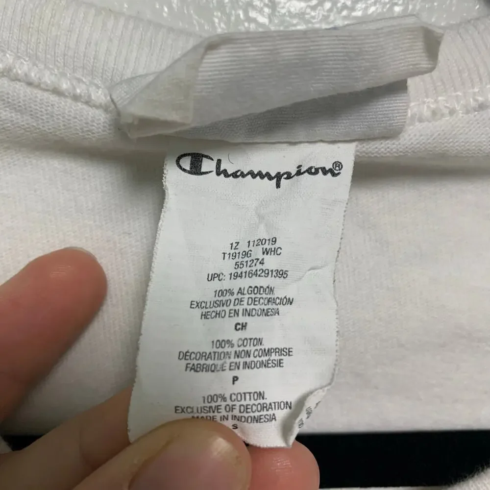 Champion Vintage Y2K Unisex Embroidered Logo Cotton T-Shirt Size Small - Picture 5 of 6